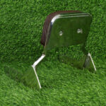 Mach7 Harley Style Backrest – Chrome Finish with Brown Cushion for Royal Enfield Reborn | Pillion Support - Image 3